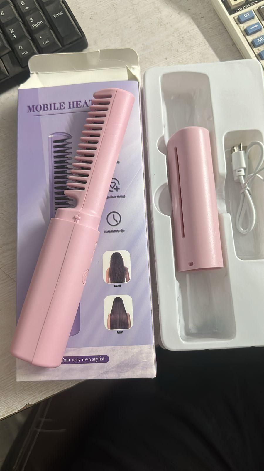 Meneflix Portable Mini Hair Straightener Cordless Rechargeable Mini Adjustable Hair Straightener Hot Comb & Surprise Gift