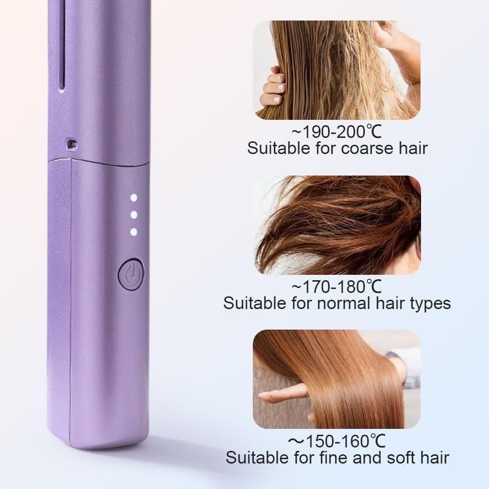 Meneflix Portable Mini Hair Straightener Cordless Rechargeable Mini Adjustable Hair Straightener Hot Comb & Surprise Gift