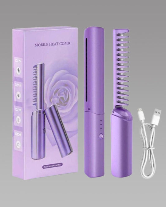 Meneflix Portable Mini Hair Straightener Cordless Rechargeable Mini Adjustable Hair Straightener Hot Comb & Surprise Gift